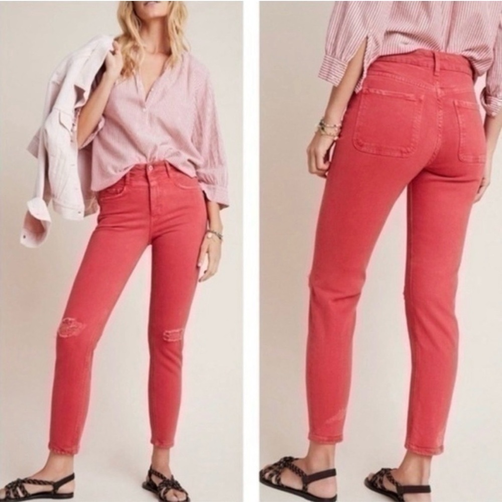 Anthropologie Pilcro high rise coral jeans